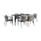Armen Living Aileen Outdoor Patio 7-Piece Dining Table Set in Aluminum and Wicker with Gray Cushions 840254333222 - alternate 1